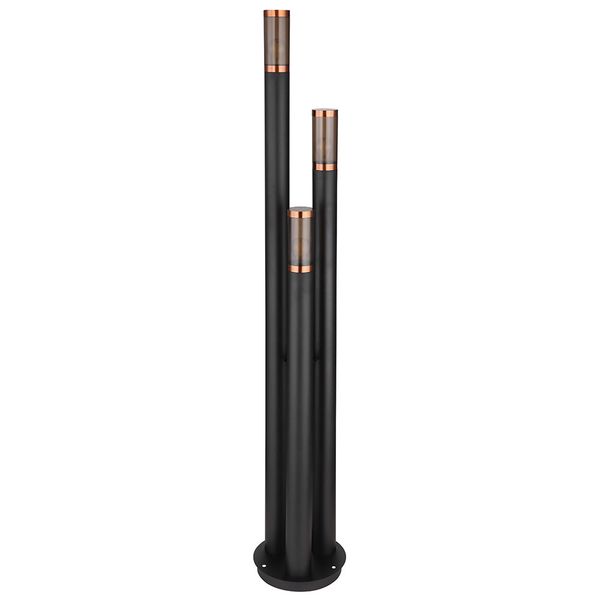 Stehleuchte, Edelstahl, Kupfer, schwarz, rauch, H 170 cm
