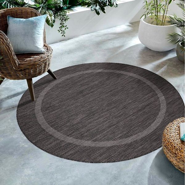 SIMPEX24 Outdoorteppich Unicolor - Einfarbig, Rund, Höhe: 5 mm, Rund Outdoor Teppich Wetterfest Balkon Küchenteppich Flachgewebe