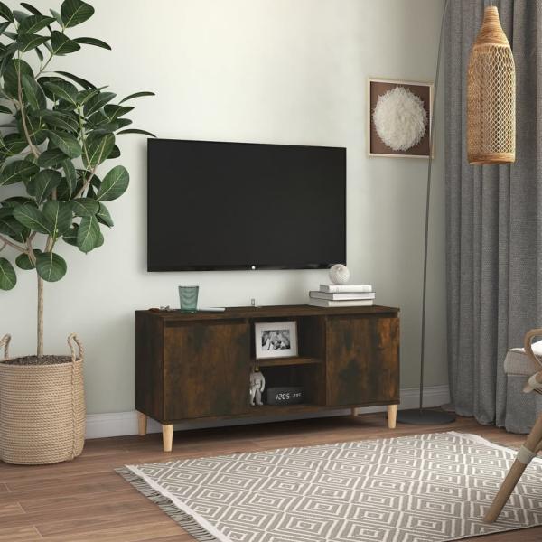 vidaXL TV-Schrank mit Massivholz-Beinen Räuchereiche 103,5x35x50 cm 813158