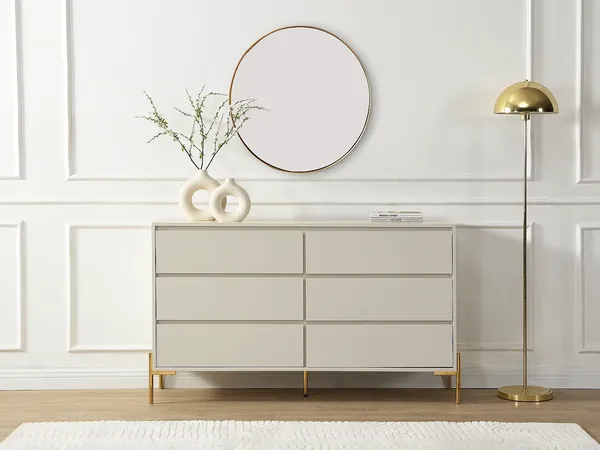 Vente-unique - KORASA Kommode Holz, Platte Beige - B 40 cm x H 82,5 cm x L 140 cm