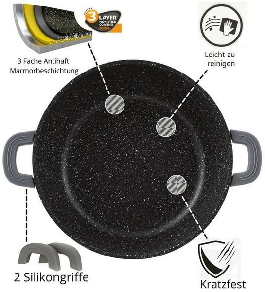 4BIG. fun Kochtopf 6 L Suppentopf Schmortopf 28 cm Aluguss Bratentopf, Aluguss