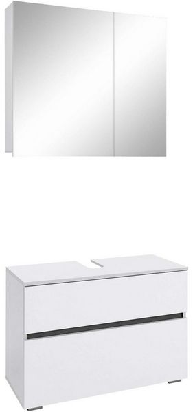 Home affaire Badmöbel-Set Wisla, (Set, 2-St), Spiegelschrank, WBU mit Siphonausschnitt u. Push-to-open, Breite 80 cm