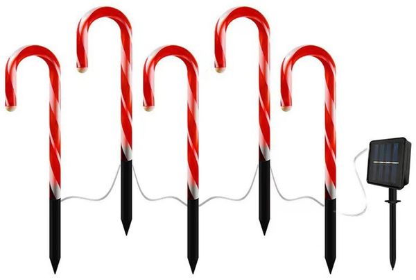 ABC Solarbetriebene Lichterkette aus Zuckerstangen, Weihnachtsdekoration, 1 bis 5 Lichterketten, ABC