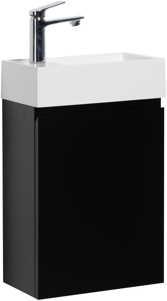 Badplaats Gäste-WC Waschtisch Set Angela 40 x 22 cm Schwarz Matt - Platzsparend Badmöbel Set mit Waschbecken und Unterschrank, Soft-Close