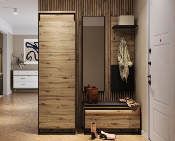 Compleo Garderoben-Set LIMA (Schrank, Schuhschrank, Spiegel, Kleiderbügel) Loft Flur Bild 5