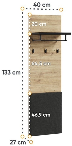 Compleo Garderoben-Set LIMA (Schrank, Schuhschrank, Spiegel, Kleiderbügel) Loft Flur Bild 2