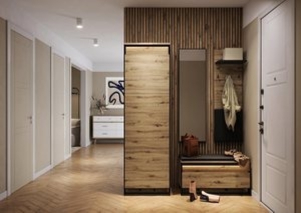 Compleo Garderoben-Set LIMA (Schrank, Schuhschrank, Spiegel, Kleiderbügel) Loft Flur Bild 6