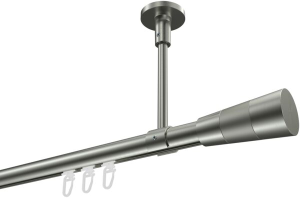 Innenlauf-Gardinenstangen-Set Sonette Tanara 280 cm (geteilt in 2 x 140 cm), 1-läufig, 20 mm Ø Edelstahl-Optik