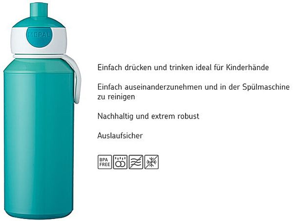 Mepal CAMPUS Trinkflasche Pop-Up 400 ml Jungle Bild 2