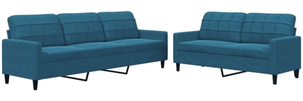 vidaXL 2-tlg. Sofagarnitur mit Kissen Blau Samt 3278480