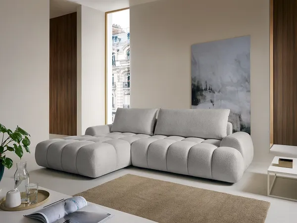 Vente-unique - FARNETA Sofa Stoff Grau - B 177 cm x H 86 cm x L 280 cm
