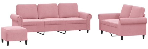 vidaXL 3-tlg. Sofagarnitur mit Kissen Rosa Samt 3202263