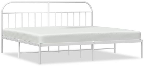 Doppelbett, Bettgestell Modernen mit Kopfteil Metall Weiß 193x203 cm d827e