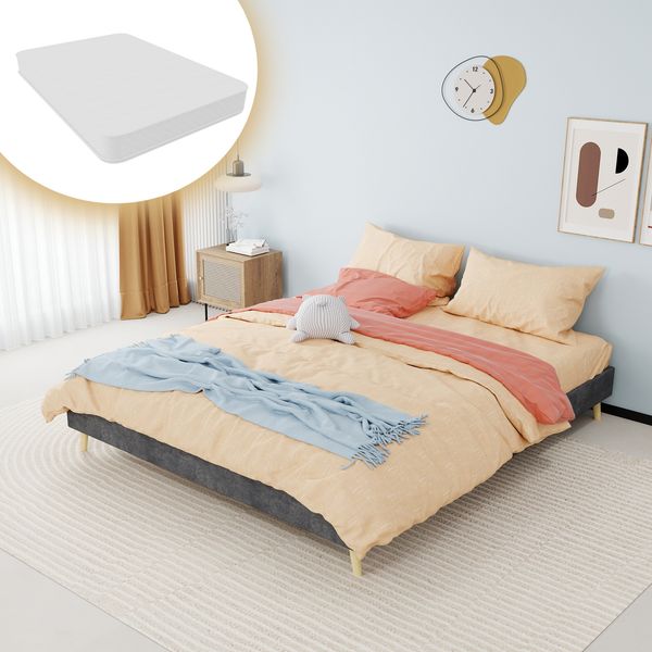 Modern Minimalist bed frame, 140x200 cm, grey, Dutch velvet fabric, low-profile under-bed space, modern-style bedroom furniture. Does not include gas spring mechanism or headboard; includes mattress.