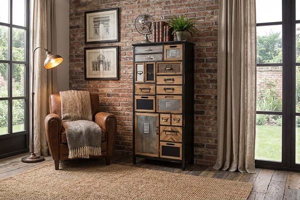 riess-ambiente Highboard SECRETS 150cm braun/schwarz - Metall, Pinienholz, Vintage, recycelt (Einzelartikel, 1 St), Einzigartiger Schubladenschrank - ideal für Wohn-, Ess- & Schlafzimmer