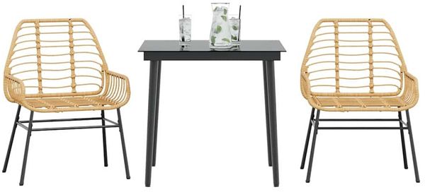 vidaXL 3-teiliges Garten-Esszimmer-Set Braunes Polyrattanglas 3334443