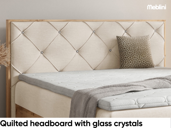 MEBLINI Boxspringbett LOFTY 12 140x200 cm mit Bettkasten - H4/Creme Samt Polsterbett - Doppelbett mit Topper & Taschenfederkern-Matratze Bild 4