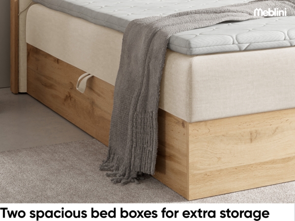 MEBLINI Boxspringbett LOFTY 12 140x200 cm mit Bettkasten - H4/Creme Samt Polsterbett - Doppelbett mit Topper & Taschenfederkern-Matratze Bild 5