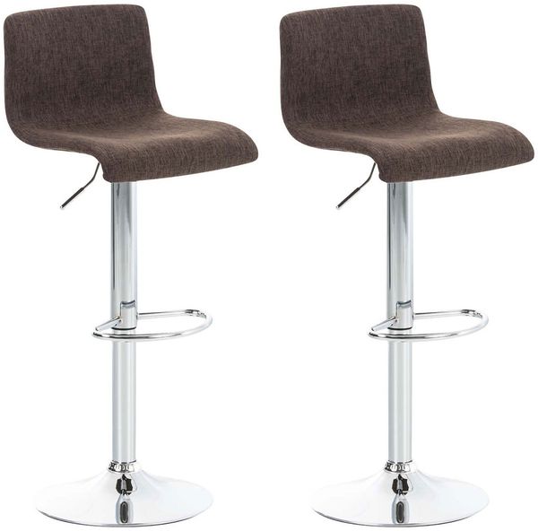 CLP 2er Set Barhocker Hover Stoff höhenverstellbar und drehbar,braun chrom