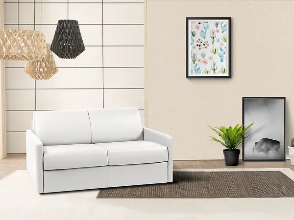 Schlafsofa 2-Sitzer CALIFE - Weiß - Liegefläche: 120 cm - Matratzenhöhe: 22 cm