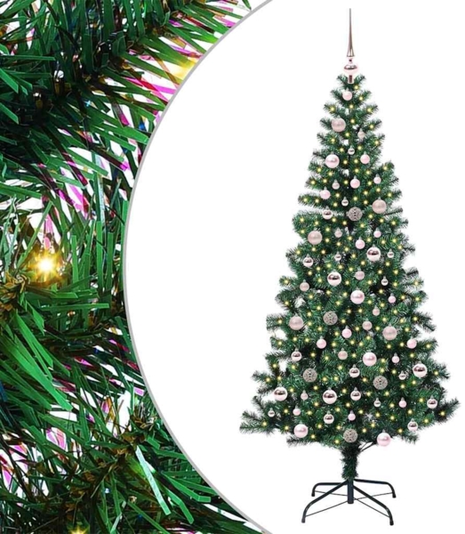 vidaXL Künstlicher vorbeleuchteter Weihnachtsbaum Grün 210 cm 3396777