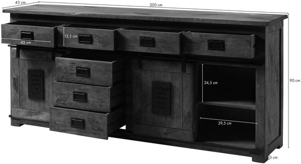 Sideboard Mango 200x45x90 natur lackiert RAILWAY #122 Bild 6