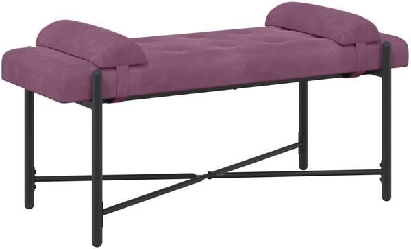 vidaXL Knopfgepolsterte Bank mit Kissen Lila 110 x 40 x 46 cm Samt 42038398