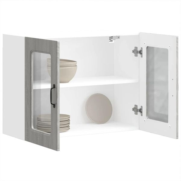 vidaXL Küchen-Hängeschrank mit Glastür Kalmar Grau Sonoma Holzwerkstoff 853613 Bild 5