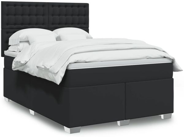 vidaXL Boxspringbett mit Matratze Schwarz 160x200 cm Kunstleder 3290728