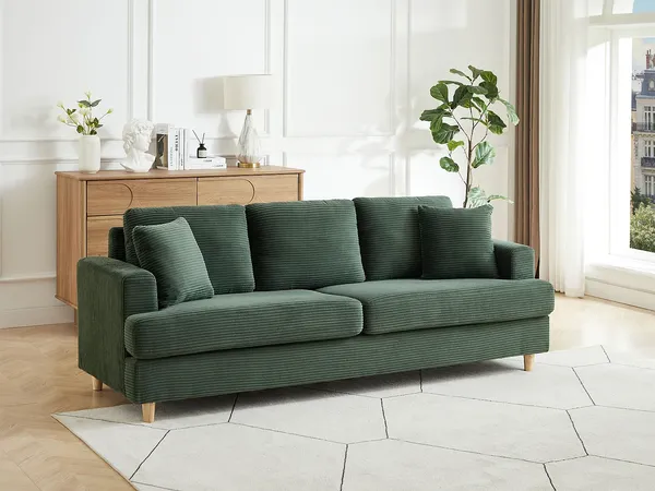 Vente-unique - YOCABA Sofa Samt Grün - B 79 cm x H 86 cm x L 216 cm