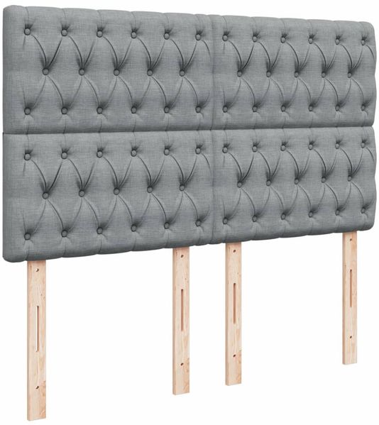 vidaXL Boxspringbett mit Matratze Hellgrau 160x200 cm Stoff 3294414 Bild 9