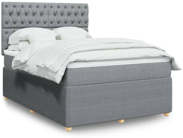 vidaXL Boxspringbett mit Matratze Hellgrau 160x200 cm Stoff 3294414