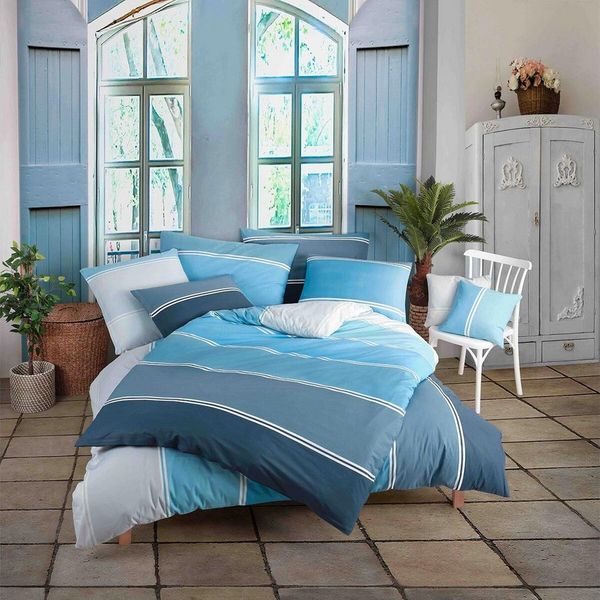 TRAUMSCHLAF Bettwäsche Aqua, Renforce, 2 teilig, gestreiftes Design auf 100% Baumwolle