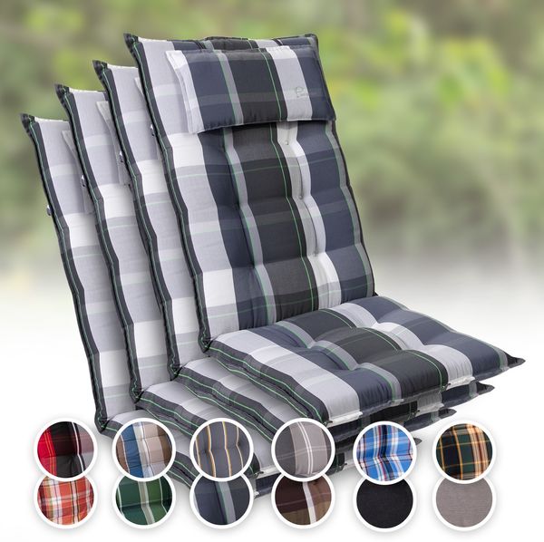 Sylt Polsterauflage Sesselauflage Kopfkissen Polyester 50 x 120 x 9 cm Blau kariert