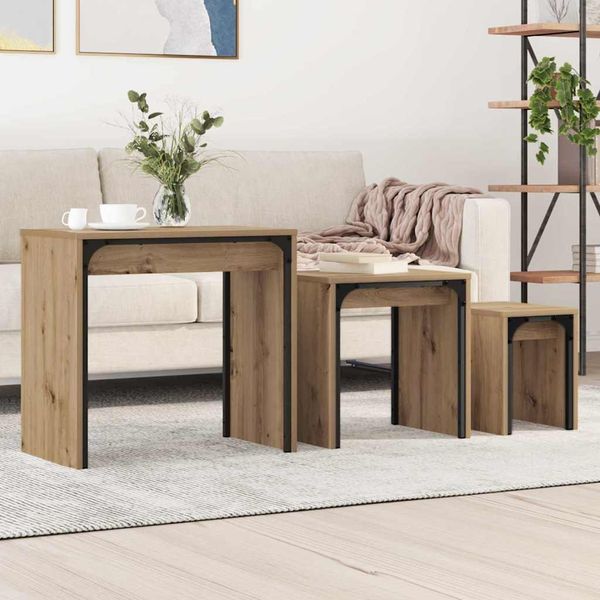 vidaXL Couchtisch 3 pcs Artisan-Eiche Holzwerkstoff 883535