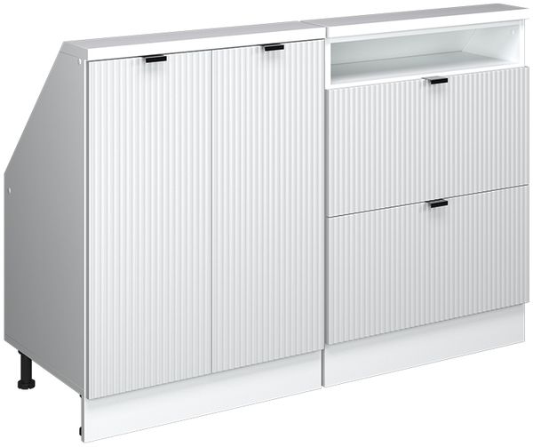 Dachschrägenschrank-Set Rion Weiß Riffel 120 cm 2er Set Vicco
