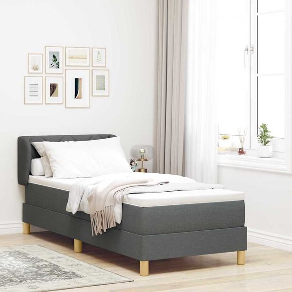 vidaXL Boxspringbett mit Kopfteil Dunkelgrau 80 x 200 cm Stoff 3340242
