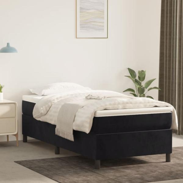 vidaXL Boxspringbett mit Matratze Schwarz 90x190 cm Samt 3144653