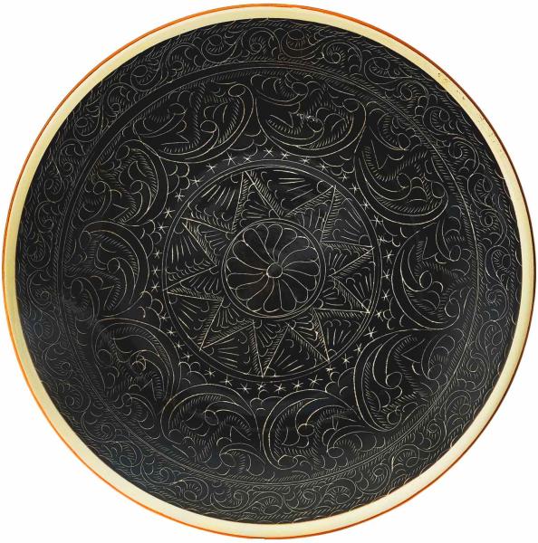 Orientalischer Lagan Ø34 cm Oriental Ljagan Keramik Plate Teller Handgemalt Hand-Painted Handgefertigt Earthenware Usbekisch