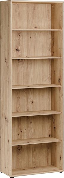 Forte TEMPRA2 Bücherregal 70 80, modernes Regal mit 6 Fächern, Holzwerkstoff, Artisan Eiche Holzdekor, 73,7 cm breit x 216,7 cm hoch x 34,8 cm tief