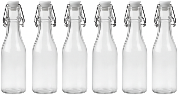 Drahtbügelflasche 6er-Set 0,25 Liter Glasflasche Bügelflaschen Bügelverschluss