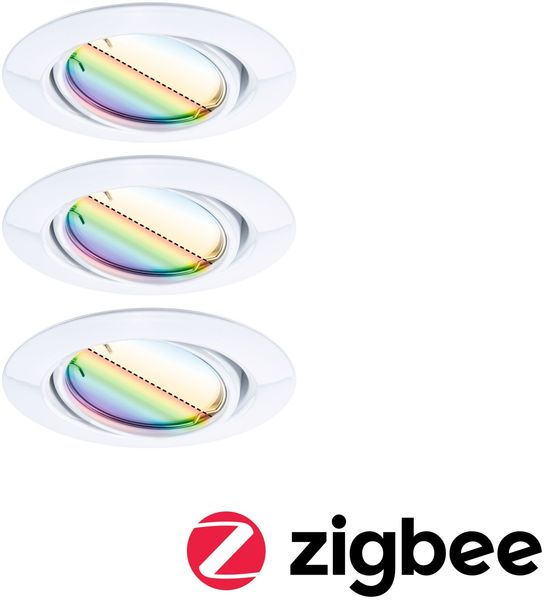 Paulmann 92467 Zigbee LED Einbauleuchte Base Coin Basisset RGBW Eisen 3000K