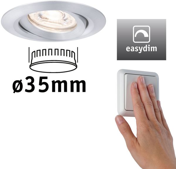 Paulmann No. 92974 Einbauleuchte Nova mini Plus EasyDim schwenkbar 4,2W 2.700K Alu