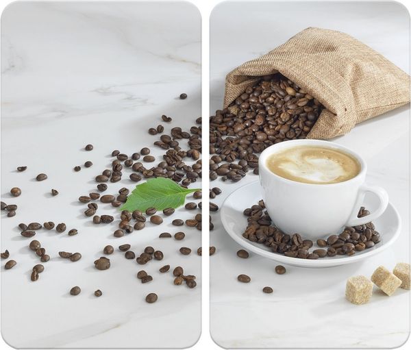 Maximex Herd-Abdeckplatte Universal Modell CAFÉ AROMATICA, Glas, Kunststoff, (Set, 2 tlg), für Induktions-, Glaskeramik-, Elektro- und Gasherde, höhenverstellbar