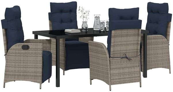 vidaXL Garten Essgruppe mit Kissen 5 pcs Grau und Schwarz Rattan 3380585 Bild 3