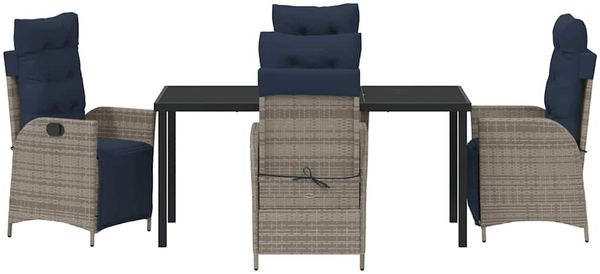 vidaXL Garten Essgruppe mit Kissen 5 pcs Grau und Schwarz Rattan 3380585 Bild 7