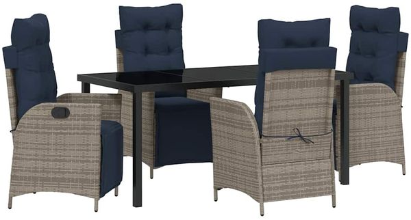 vidaXL Garten Essgruppe mit Kissen 5 pcs Grau und Schwarz Rattan 3380585 Bild 2