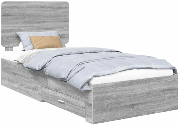 vidaXL Bettrahmen mit Kopfteil Graues Sonoma 75x190 cm Holzwerkstoff 3412851