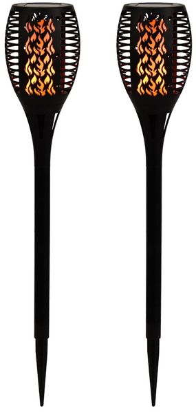 2x LED Solarlampe, Feuer-Effekt, Garten Fackel Höhe 58 cm