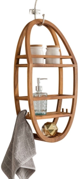 Destiny Duschablage SPA & LIVING, Wandregal, 2 Ablagefächer, oval 33x12,5x62cm, Teak Bild 1